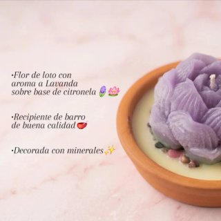 Vela Artesanal Gea Flor Loto Minerales