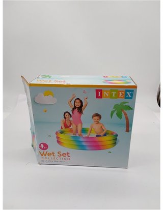 Intex Piscina Hinchable Infantil - 147x33 cm - 330 litros - diseño arcoíris - 3 cámaras de Aire con Doble válvula - Vinilo Resistente