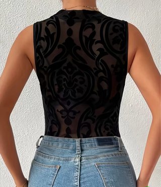 Body negro transparente con estampado NUEVO