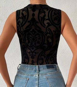 Body negro transparente con estampado NUEVO