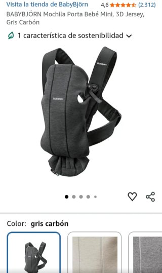 Mochila Portabebés BabyBjörn Gris