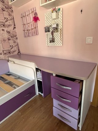 Conjunto Cama y Escritorio Morado