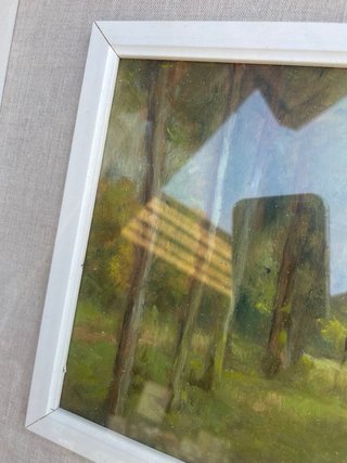 Quadro con cornice in legno e tela