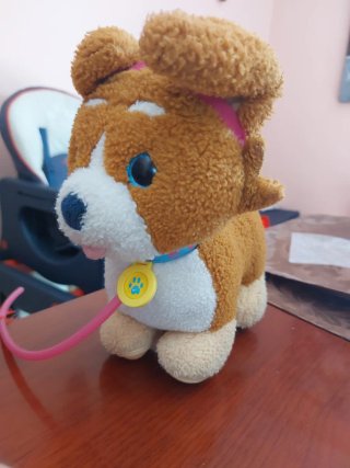 Peluche perro con correa y collar
