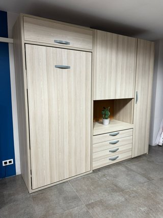 Cama abatible con escritorio y armarios