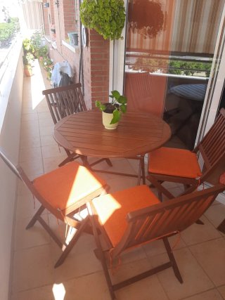 Conjunto Mesa y 4 Sillas Terraza Madera