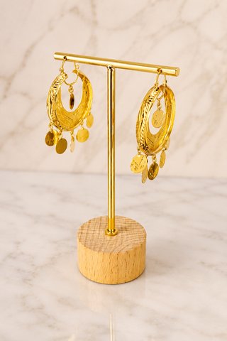 Pendientes aro con medallas oro 18kl MAL-TRA2385