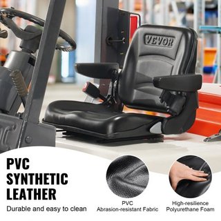 Asiento Universal para Montacargas, Asiento de Tractor Plegable con Respaldo Ajustable, Interruptor Micro, Cinturón de Seguridad y Descansabrazos, Asiento de Tractor para Cargadora Excavadora con ...