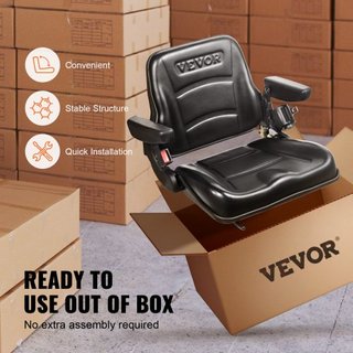 Asiento Universal para Montacargas, Asiento de Tractor Plegable con Respaldo Ajustable, Interruptor Micro, Cinturón de Seguridad y Descansabrazos, Asiento de Tractor para Cargadora Excavadora con ...