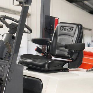 Asiento Universal para Montacargas, Asiento de Tractor Plegable con Respaldo Ajustable, Interruptor Micro, Cinturón de Seguridad y Descansabrazos, Asiento de Tractor para Cargadora Excavadora con ...