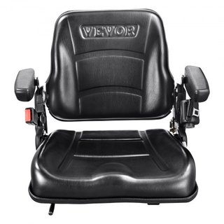 Asiento Universal para Montacargas, Asiento de Tractor Plegable con Respaldo Ajustable, Interruptor Micro, Cinturón de Seguridad y Descansabrazos, Asiento de Tractor para Cargadora Excavadora con ...