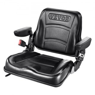 Asiento Universal para Montacargas, Asiento de Tractor Plegable con Respaldo Ajustable, Interruptor Micro, Cinturón de Seguridad y Descansabrazos, Asiento de Tractor para Cargadora Excavadora con ...