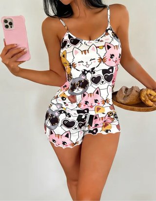 Pijama corto estampado gatos NUEVO