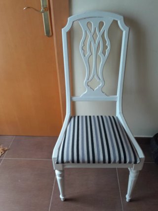 Silla Vintax Restaurada Tapizada Rayas