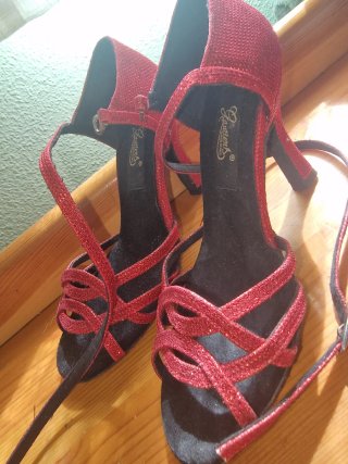 Tacones Baile latino Gautiers Rojos Brillantes tal