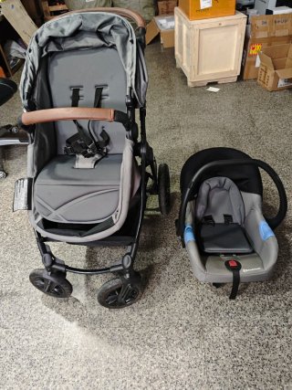 Carrito y Silla Coche Bebé Kinderkraft Gris