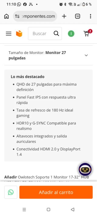 MonitorAOC Q27G42XE 27 QHD 180Hz IPS Con altavoces
