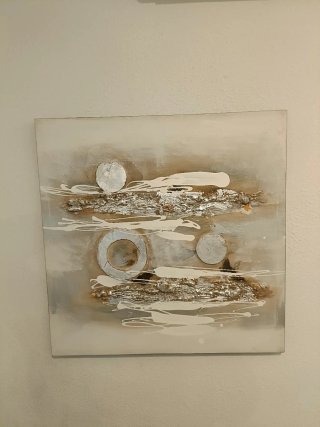 Cuadro Decorativo Beige y Plateado