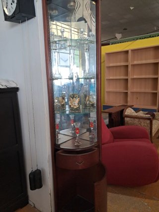 Mueble Rinconera Vitrina Madera y Cristal