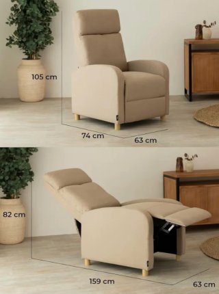Sillón reclinable tela beige