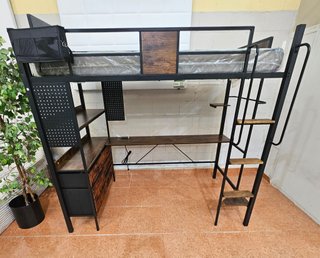 Litera individual con escritorio y cajones
