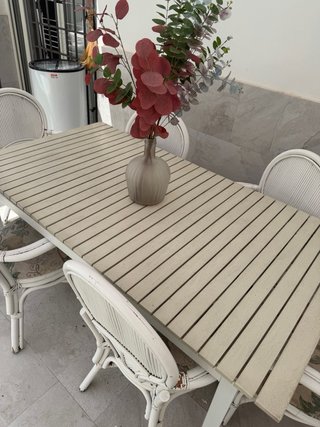 Mesa y 6 Sillas Jardín Ratán