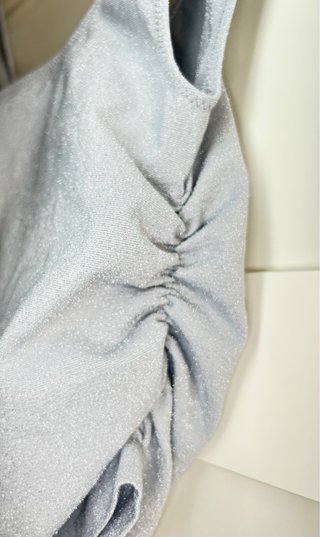 Zara Camiseta Gris Ruched Talla S