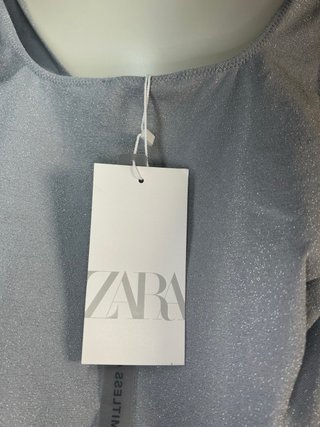 Zara Camiseta Gris Ruched Talla S