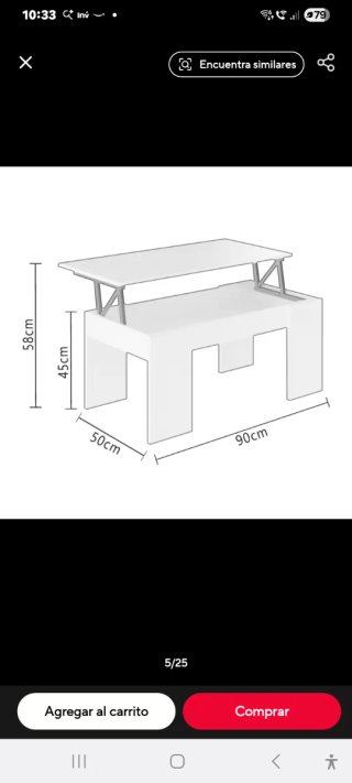 Mesa elevable madera y blanca