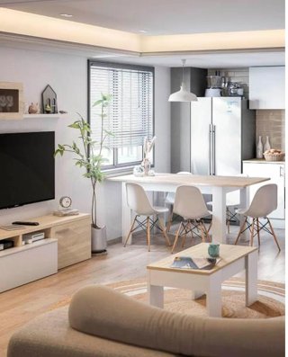 Mesa elevable madera y blanca