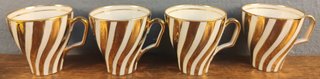 Juego 4 Tazas Café Porcelana Oro y Blanco