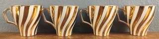Juego 4 Tazas Café Porcelana Oro y Blanco