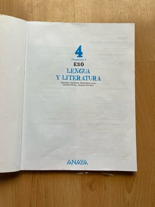 Tomo de Libros de Lengua y Literatura 4º ESO