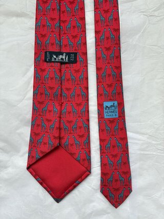Corbata Hermes Paris Jirafas Azul Roja