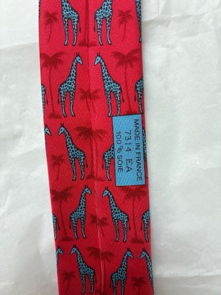 Corbata Hermes Paris Jirafas Azul Roja
