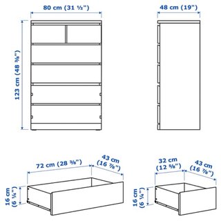 Cómoda Malm Ikea 6 cajones blanca
