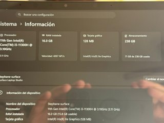 Microsoft Surface Laptop Studio i5 Teclado Francés