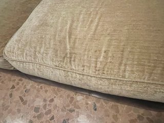 Sofá tela y polipiel beige/marrón