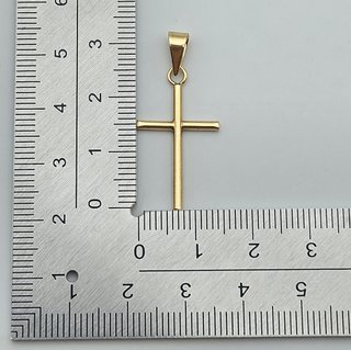 Colgante de Oro 18K, Cruz Tubular, 1,63gr, 3cm