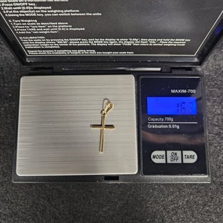 Colgante de Oro 18K, Cruz Tubular, 1,63gr, 3cm