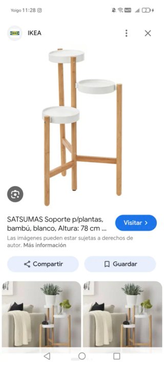 IKEA SATSUMAS Soporte para plantas bambú y blanco