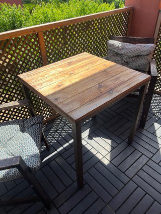Mesa y 2 Sillas Terraza Madera