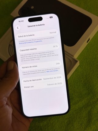 iPhone 16 Salud 91% Batería