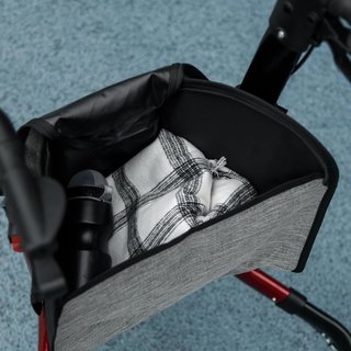 Andador Ajustable Con 3 Ruedas Y Bolsa De Almacenamiento, Andador Para Ancianos De Aluminio Con Doble Freno, 68X68X86.5-99 Cm, Rojo