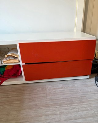 Mueble TV Almacenaje Ikea Naranja Blanco