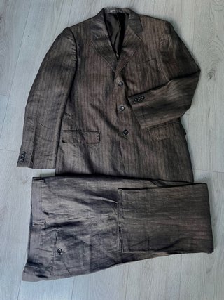 Completo Senzounico lino uomo marrone