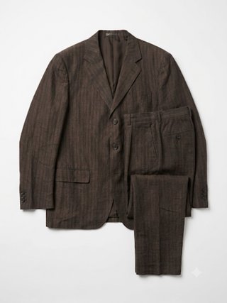 Completo Senzounico lino uomo marrone