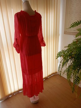 Vestido largo talla S-M en fucsia