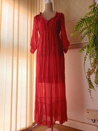 Vestido largo talla S-M en fucsia