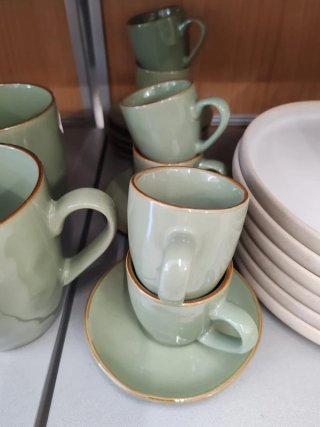 Rose e Tulipani 6 tazzine caffè verde oliva